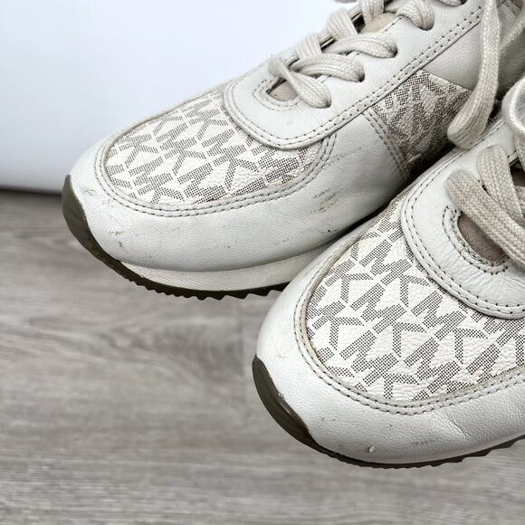 MICHAEL KORS Womens Allie Monogram Lace Up Logo Fashion Sneakers Vanilla - Sz 7 - Picture 10 of 12
